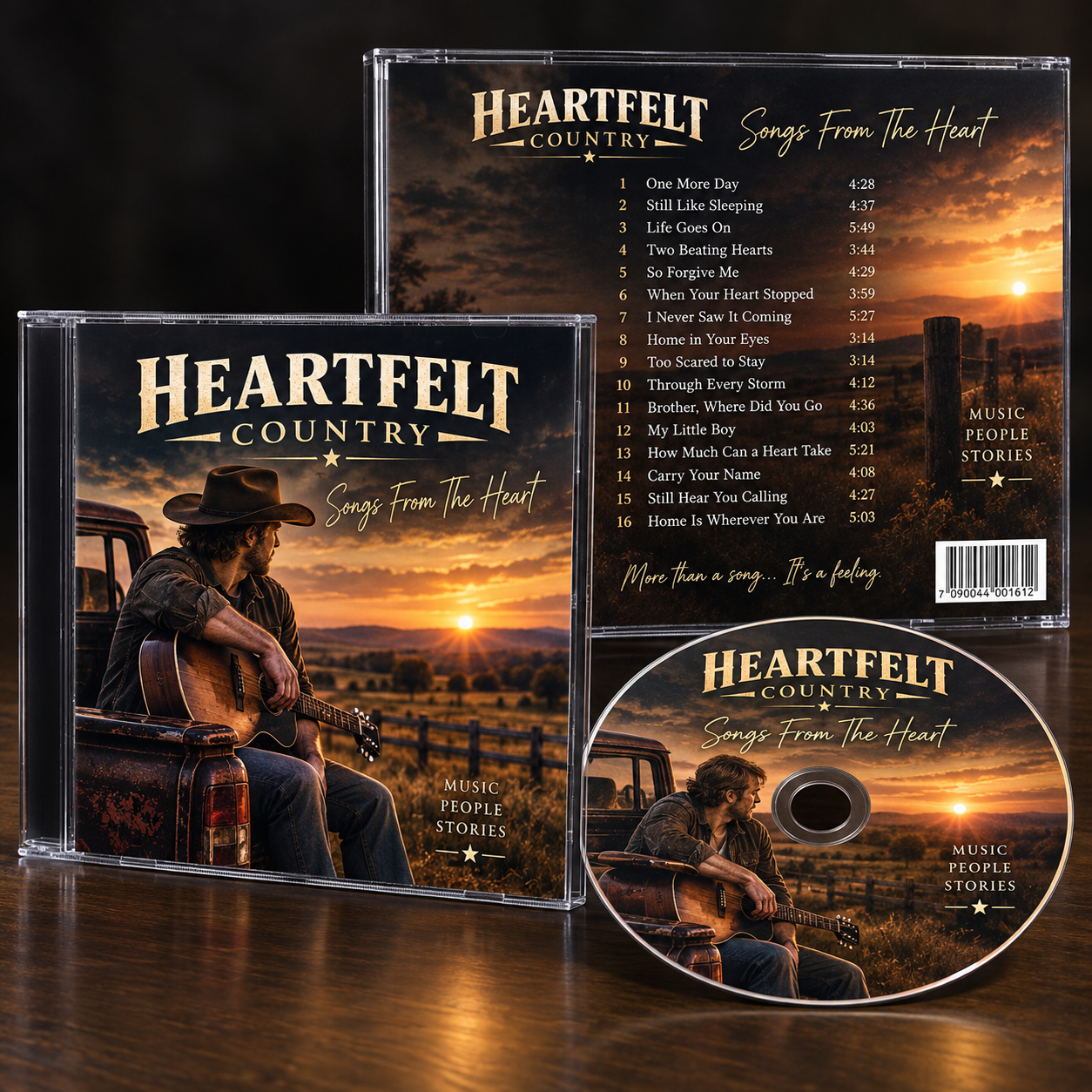 Heartfelt Country – Songs From The Heart physical CD packaging, cover and disc